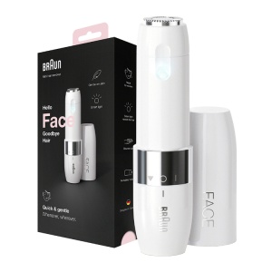 Mini aparat pentru indepartarea parului facial Braun FACE FS1000, pe baterii, Alb, Resigilat, Grad A