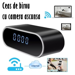 Mini camera Spy REVOSE™, WI-FI, IP, Ascunsa in Ceas Desteptator, Microfon, Infrarosu, 1080P, Activare la Miscare, Rotunda - Img 2
