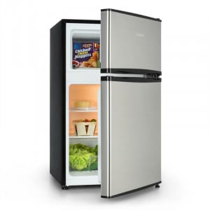Mini frigider Klarstein, otel inoxidabil, negru/argintiu, 85,5 x 53,5 x 53,5 cm, 90L