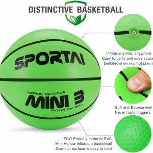 Mini minge de baschet Baby Bites, PVC, verde/negru, 12,7 cm - Img 6