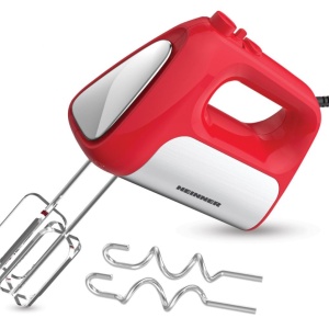 Mixer de mana Heinner HM-DC500RD, Putere 500W, Motor DC, 6 viteze + turbo, Rosu cu decoratiuni inox - Img 1