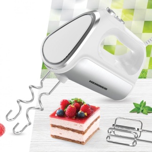Mixer de mana Heinner HM-DC800WH, Putere 800W, Motor DC, 6 viteze + turbo, Alb cu decoratiuni inox - Img 3