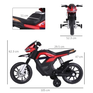 Motoreta electrica copii Re-Bloom, 6V 500mA, PP/metal, 105x52.3x62.3 cm, suspensie dubla, muzica+lumini, 3 km/h, autonomie 45 min, varsta 3-6 ani, 30 kg, rosu/negru - Verificat A · Re-Bloom - Img 3