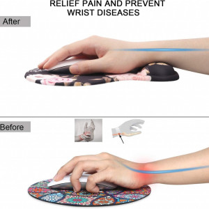 Mouse pad ergonomic cu suport gel pentru incheietura mainii iCasso, piele PU, multicolor, 20 x 23 cm - Img 8