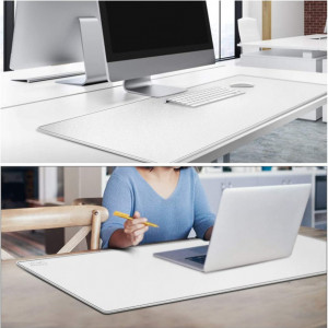 Mousepad Cacoy, piele PU, alb, 40 x 100 cm