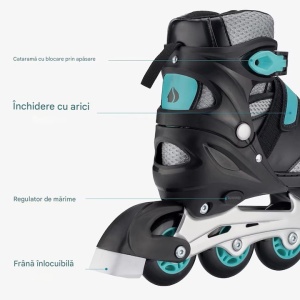Navaris patine cu role reglabile, 4 roti poliuretan ABEC-7 72mm, marime 39-42, catarama push-lock + velcro, frana interschimbabila, unelte incluse, albastru - Verificat A · Re-Bloom - Img 4