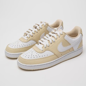 Nike, Pantofi sport Court Vision de piele ecologica, Alb, Bej deschis, 38.5, Resigilat, Grad A