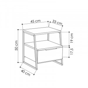 Noptiera Garrard, antracit/negru, 50 x 45 x 40 cm - Img 2