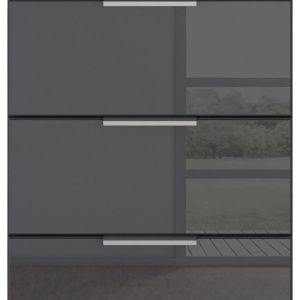 Noptiera Mars, negru lucios, 3 sertare, 47x42x62cm - Img 2