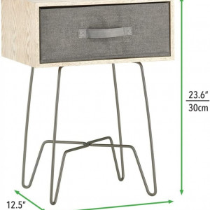 Noptiera mDesign, lemn/metal/textil, natur/gri, 44,2 x 30 x 31,8 cm - Img 2