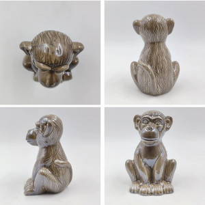 Obiect decorativ Casaido, model maimuta, maro inchis, ceramica, 15,4 x 10,2 x 10 cm, - Img 3
