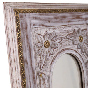 Oglinda Dierks, lemn masiv/MDF/sticla, roz/alb/auriu, 30 x 90 x 1,5 cm