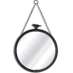 Oglinda rotunda vintage NIKKY HOME, negru, metal, 28,5 x 2, 5 cm