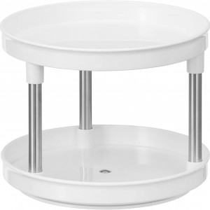 Organizator pentru baie mDesign, plastic, alb/argintiu, 18,5 x 23,4 cm - Img 1