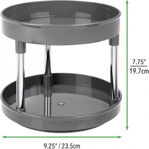 Organizator rotativ cu 2 nivele pentru baie mDesign, plastic/metal, antracit/argintiu, 23,5 x 19,6 cm - Img 7