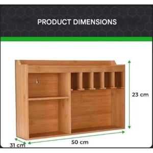 Organizator scule perete 5 sloturi agatare, lemn bambus esenta tare, garaj/atelier/depozit, montare 4 suruburi - Verificat A · Re-Bloom - Img 3