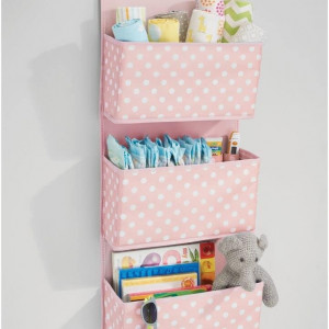 Organizator suspendat mDesign, textil, alb/roz, 91 x 13 x 11,4 cm