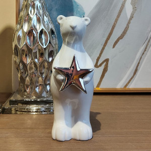 Ornament de ceramica urs polar Casaido, alb, 9 x 8 x 18 cm - Img 6