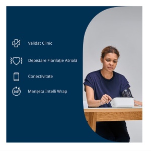 Pachet Tensiometru de brat automat OMRON M7 IT AFib, Tehnologie Intellisense, Adaptor AC original Omron, Alb, Resigilat, Grad A - Img 5