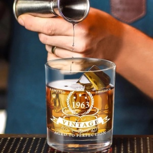 Pahar de whisky cu cutie cadou Lighten Life, sticla/lemn, transparent, 360 ml - Img 4