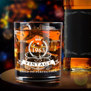 Pahar de whisky  cu cutie cadou Lighten Life, sticla/lemn, transparent, 360 ml 