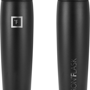Pahar din otel inoxidabil IRON °FLASK, cu pai si 2 capace, izolat, rece 20 ore / cald 5 ore, negru, 830 ml - Img 3
