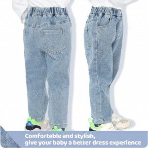 Pantaloni de blugi pentru copii Balipig, bumbac/poliester, albastru, 2-3 ani - Img 4