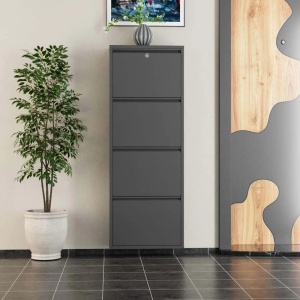 Pantofar de perete cu incuietoare 50x15x136 cm, metal 100%, antracit - Verificat A · Re-Bloom - Img 6