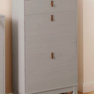 Pantofar Ella lemn masiv de pin/metal/piele/MDF, gri, 65 x 25 x 95 cm - Img 5