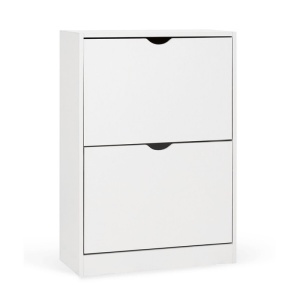 Pantofar KL Carey, 2 usi rabatabile, 4 rafturi, Pal Melaminat, 60x24x83 cm, alb