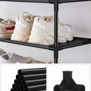 Pantofar Songmics, textil/metal/plastic, negru, 33 x 33 x 173 cm - Img 5
