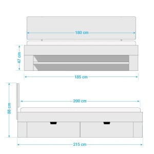 Pat matrimonial Castlecoote, lemn masiv/piele ecologica, maro inchis, 185 x 88 x 215 cm