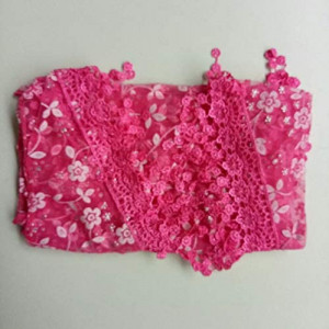 Patura cu dantela pentru bebelusi Matissa, textil, roz, 138 x 70 x 70 cm - Img 1