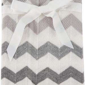 Patura tricotata pentru copii VIVILINEN, fibra poliacrilica, alb/gri, 76 x 102 cm - Img 1
