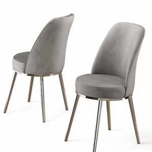Pefa set 2 scaune dining 45x42x91 cm, cadru metal cromat, tapiterie catifea, inaltime sezut 47 cm, gri/crom - Verificat A · Re-Bloom - Img 1