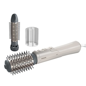 Perie rotativa cu aer cald Philips Seria 7000 BHA710/00, 1000W, ingrijire cu ioni, 2 accesorii, setare temperatura de ingrijire, peri naturali, invelis ceramic din turmalina, Alb/crem, Resigilat, Grad A - Img 1