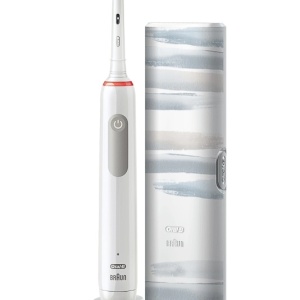 Periuta de dinti electrica Oral-B Pro 3 3500, Curatare 3D, 3 programe, 1 Incarcator, 1 Capat, Trusa de calatorie, Alb, Resigilat, Grad A