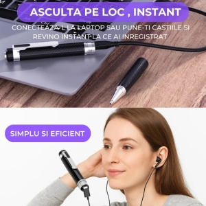 Pix Spion cu reportofon integrat Revose™, inregistrare audio HD discreta cu activare vocala, peste 400 ore stocare interna, autonomie mare, functie USB pentru transfer rapid - Img 4