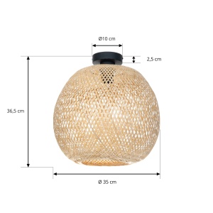 Plafoniera Lindby Dabila, bambus, natur, 35 x 36,5 cm - Img 4