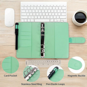 Planificator de buget cu plicuri si etichete Iycorish, PVC/hartie/plastic, verde, 18,7 x 13 cm - Img 5