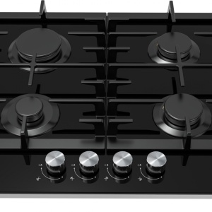 Plita incorporabila Heinner HBH-M421IRFGBK, Gaz, 4 arzatoare, Latime 60cm, Gratar fonta, Aprindere electrica, Sticla neagra - Img 3