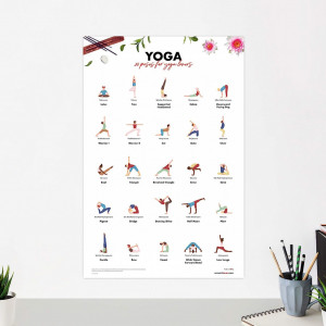 Poster cu 25 de pozitii pentru iubitorii de yoga Scratch Lover, hartie, multicolor, 30 x 45 cm 