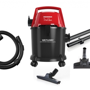 Produs Resigilat Aspirator multifunctional HEINNER DuoClean HVC-MWD1400P-BK, putere 1400W, functie aspirare umeda si uscata, functie suflare, recipient din plastic, capacitate 15l, sac textil 3l, filtru HEPA, tuburi de plastic, accesorii: perie mare pentr - Img 1