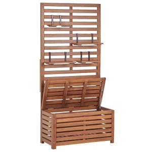 Produs Resigilat Banca de gradina cu panou rafturi Re-Bloom Matino, lemn salcam/otel, 80x40x170 cm, 4 rafturi, 2 persoane, 140 kg/persoana, maro - Verificat A - Img 6