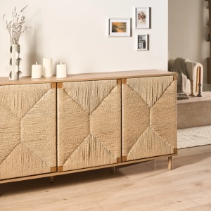 Produs Resigilat Bufet cu 3 usi Re-Bloom Bondi, PAL/lemn pin/PVC, 153x40x81 cm, 20 kg, natur - Verificat A - Img 2