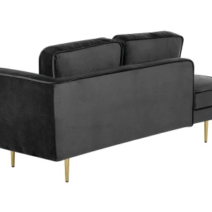 Produs Resigilat Canapea dreapta Re-Bloom Miramas, catifea/metal, 171x79x63 cm, spuma 50 kg/m3, 350 kg, perne incluse, negru - Verificat A - Img 5
