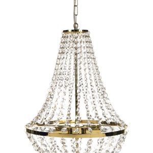 Produs Resigilat Candelabru Re-Bloom Diamante, fier/sticla acrilica, 40x40x110 cm, 2 lumini E14 max 40W, 230V, IP20, bec neinclus, auriu - Verificat A