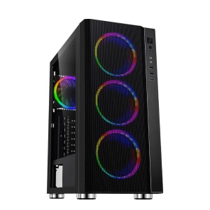 Produs Resigilat Carcasa Spacer Rainbow, ATX, MidTower, Gaming, fara sursa, sticla securizata, 4 x fan, USB 2.0 x 2, USB 3.0 x 1, mesh, fan controller (inclusiv RGB), telecomanda, â€žSPCS-GC-RAINBOWâ€