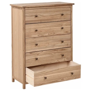 Produs Resigilat Comoda Re-Bloom Salton, 5 sertare, lemn masiv/placaj, 85x39x111 cm, maro - Verificat A - Img 3