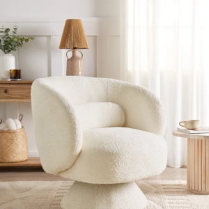 Produs Resigilat Fotoliu pivotant Re-Bloom Lieksa, textil/placaj/cauciuc, 44x64x77 cm, spuma, 180 kg, perna inclusa, alb - Verificat A - Img 6